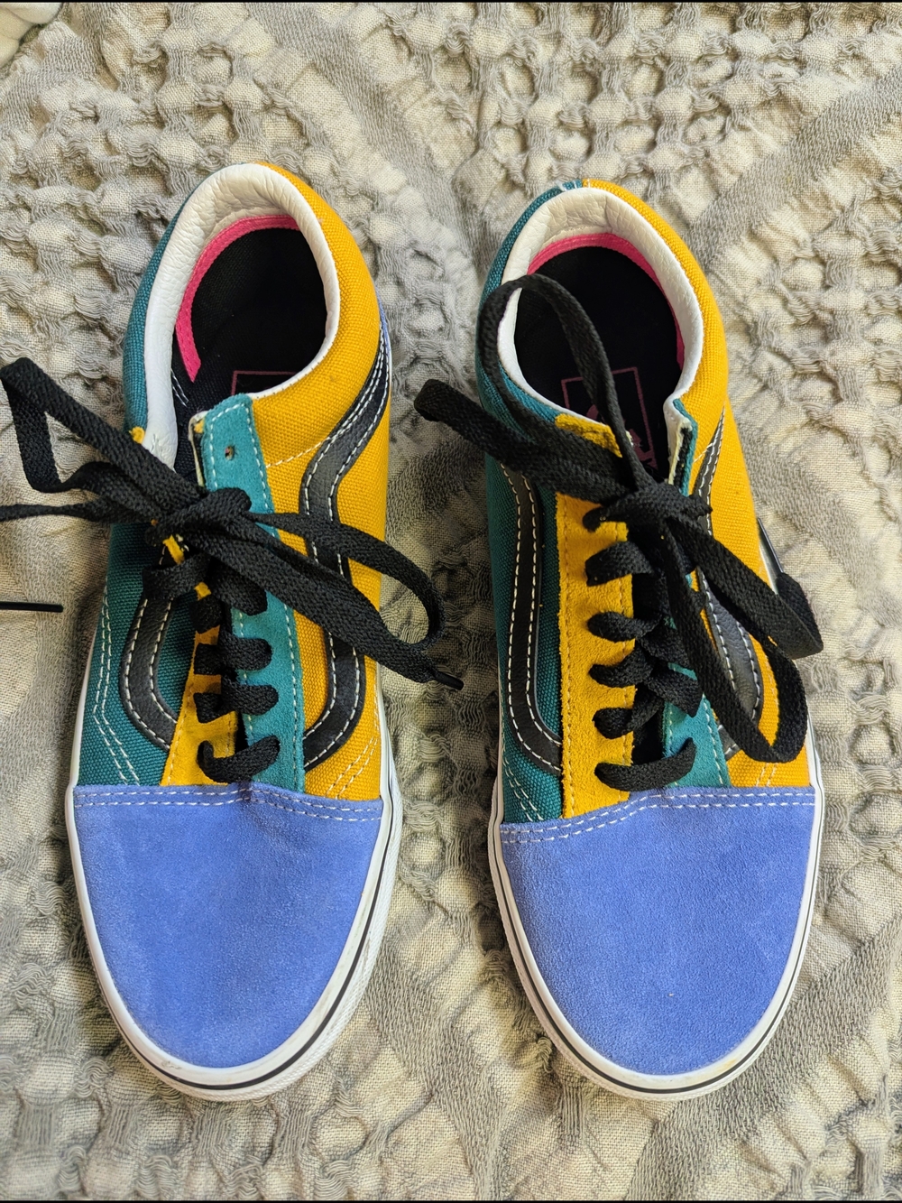 Vans Size 6 Colorblock Old Skool Sneakers - Yellow Green Blue